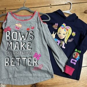 JoJo Siwa  Two  Pack: hoodie sweatshirt and  long peek a boo sleeve tee, size M